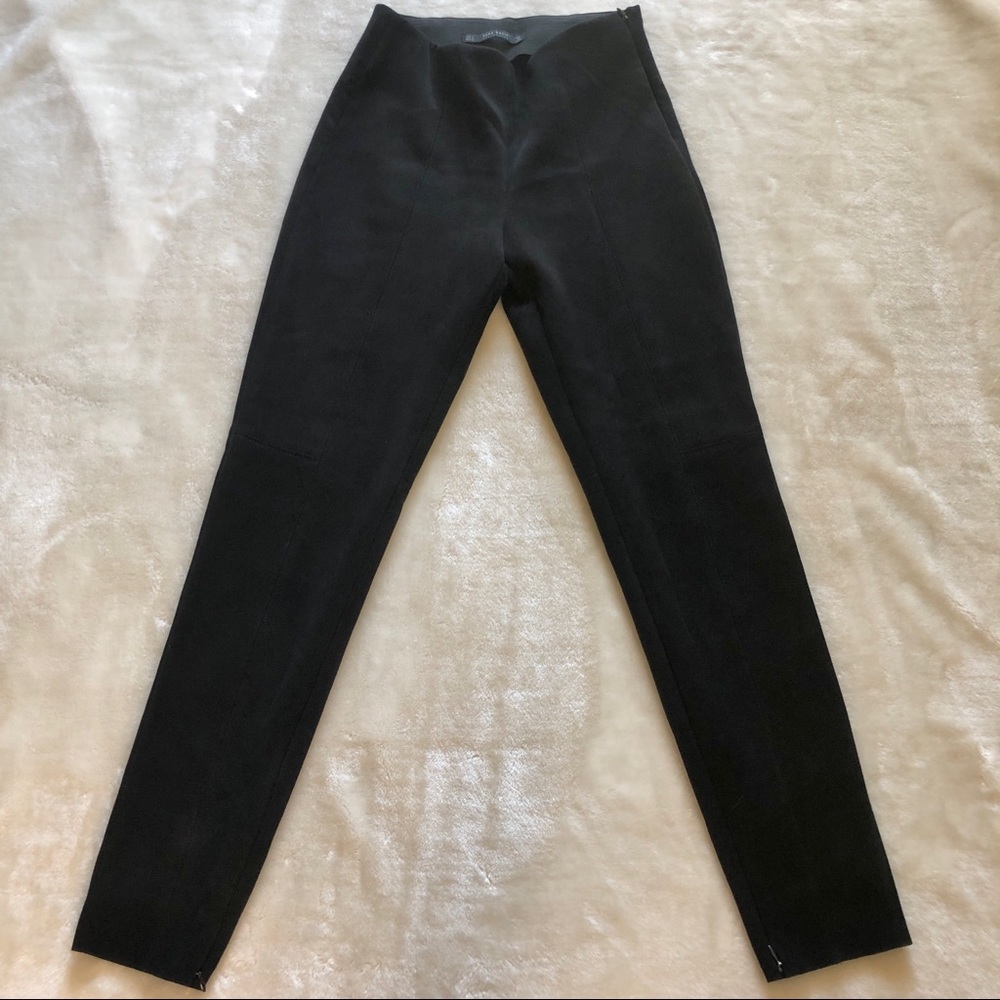 Zara Basic Black Faux Suede Pants Size Small
